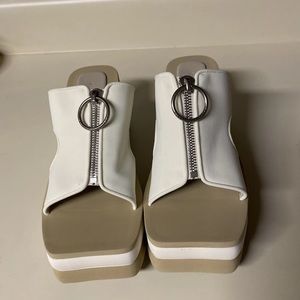 Stella Mccartney Scuba Platform Sandal Women's Ivory Beige Wedge Size 40